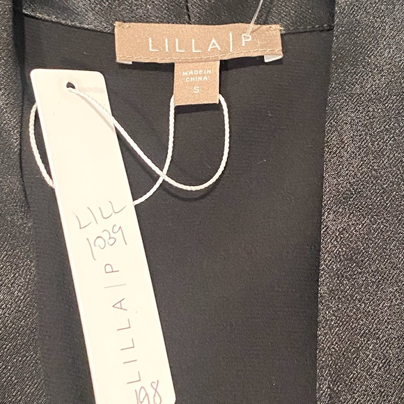 LILLA P Black Silky Blouse NWT - Picture 4 of 4